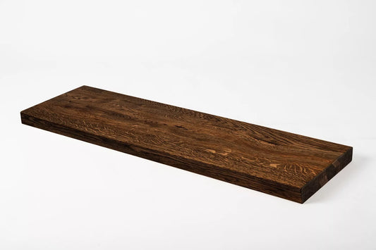 Shelf Stair tread Risers Windowsill Oak Rustic, full stave lamellas, 40 mm, 2-layer, Smoked oil