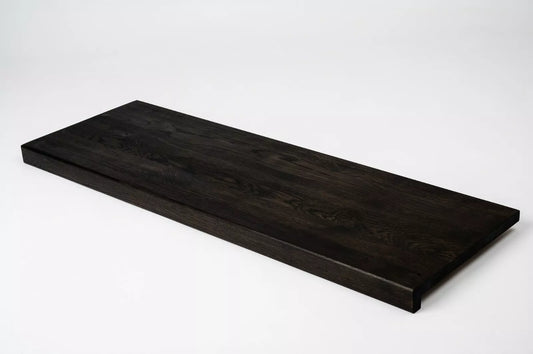 Stair tread Windowsill with overhang Smoked Oak Rustic, full stave lamellas, 26 mm, Black oil