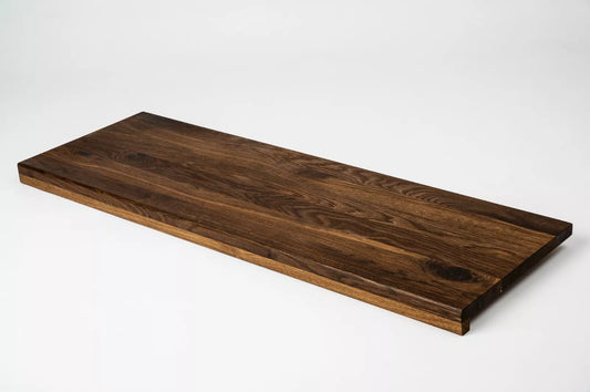 Stair tread Windowsill with overhang Smoked Oak Rustic, full stave lamellas, 26 mm, Naturally oiled