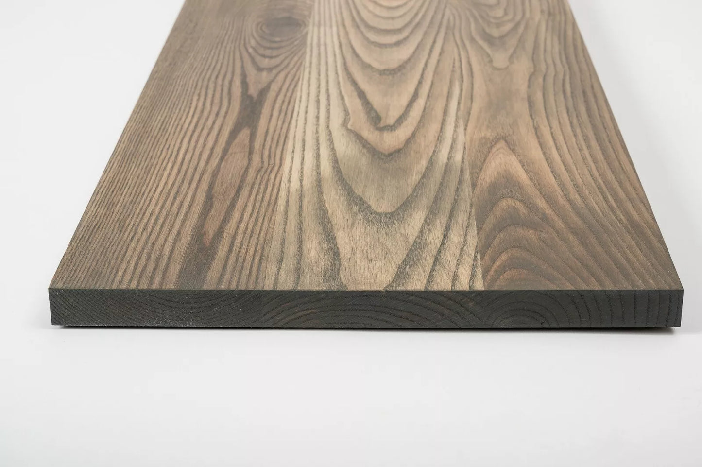 Shelf Stair tread Risers Windowsill Ash Rustic, full stave lamellas, 20 mm, Graphite oil