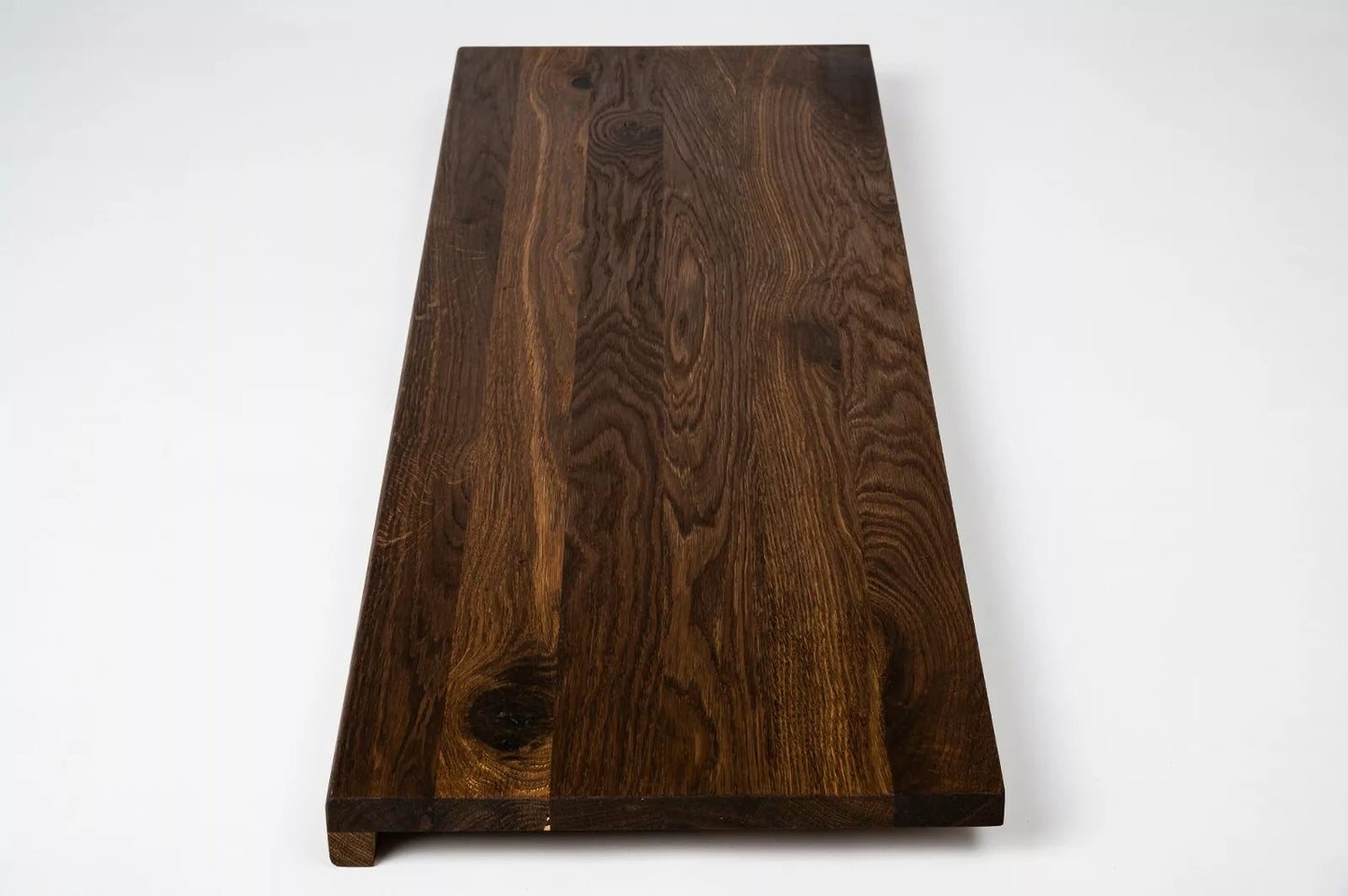 Stair tread Windowsill with overhang Smoked Oak Rustic, full stave lamellas, 26 mm, Naturally oiled