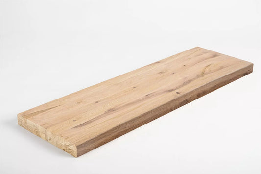 Shelf Stair tread Risers Windowsill Oak Rustic, full stave lamellas, 40 mm, 2-layer, White oil